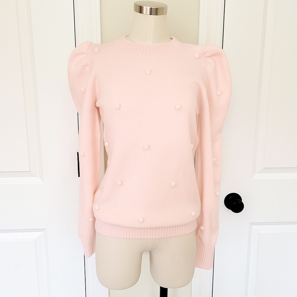 Aaron & Amber Puff Sleeve Pom-Pom Sweater - Picture 2 of 3